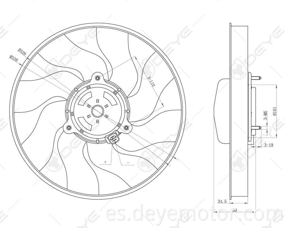 Ventilador de refrigeración de coche 1250.F6 para PEUGEOT 406306